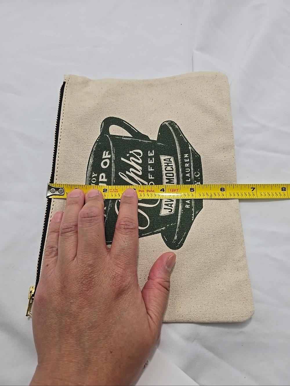 NWT Polo Ralph Lauren Ralph's Coffee Zipper Pouch Canvas Green Beige Unisex - Picture 7 of 7